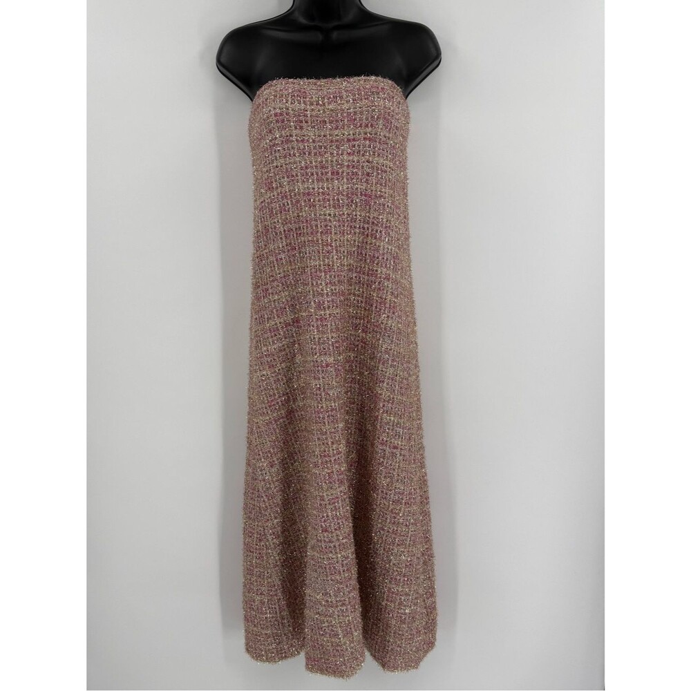 Zara Metallic Tweed Strapless Maxi Dress | Pink Multi | Small - Picture 3 of 11